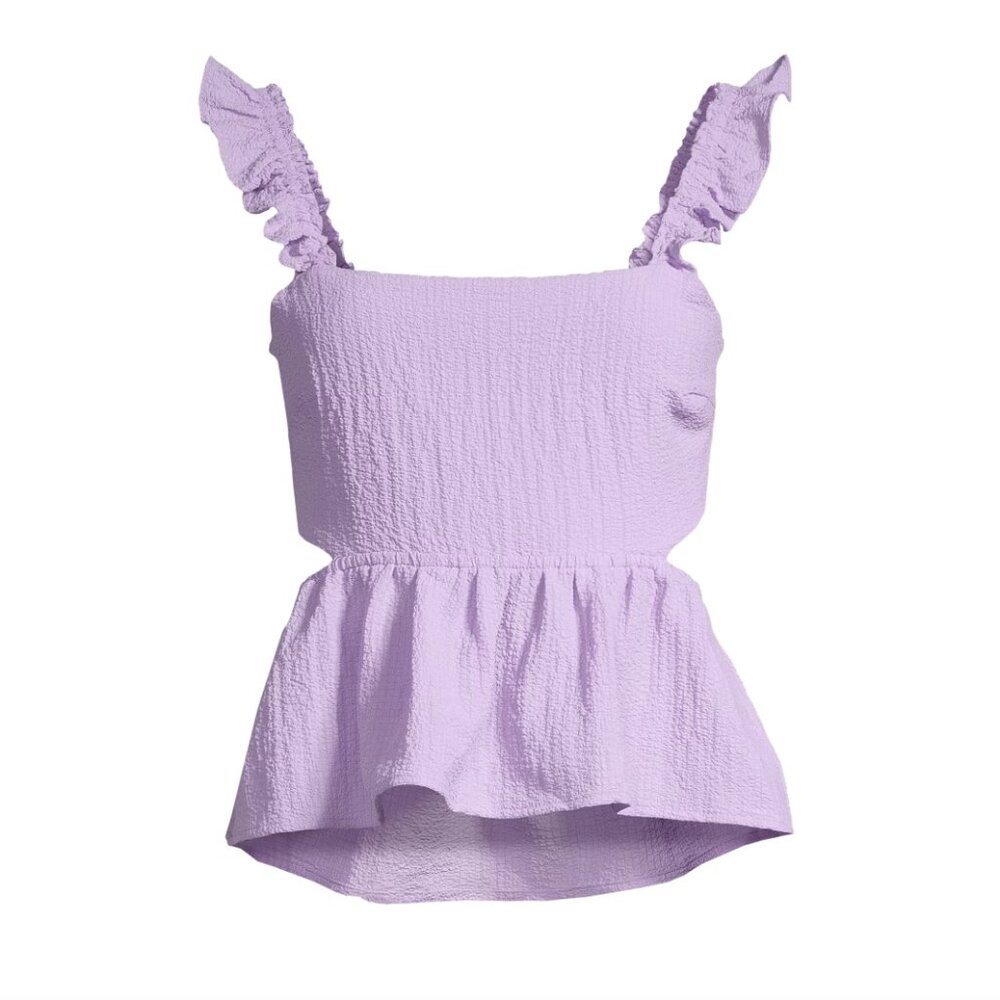 Lush Lilac Back-Tie Peplum Top-Size Medium